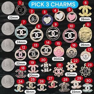 CREATE YOUR OWN SET OF of 3 Chanel Gold Tone Zipper Pull Button Charms